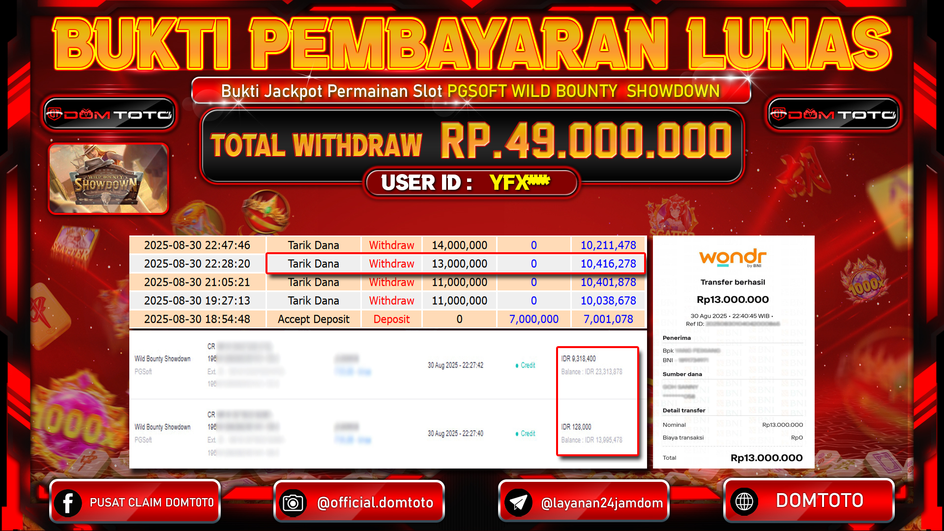 JACKPOT SLOT Wild Bounty Showdown PGSoft 30 AGUSTUS  2025